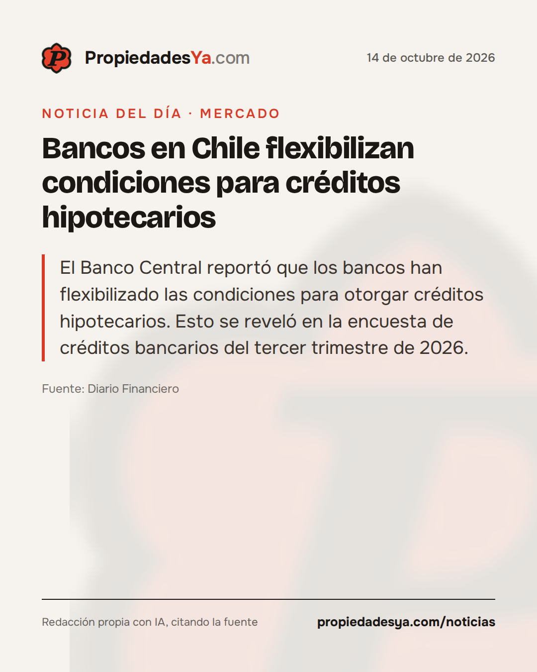 Bancos en Chile flexibilizan condiciones para créditos hipotecarios