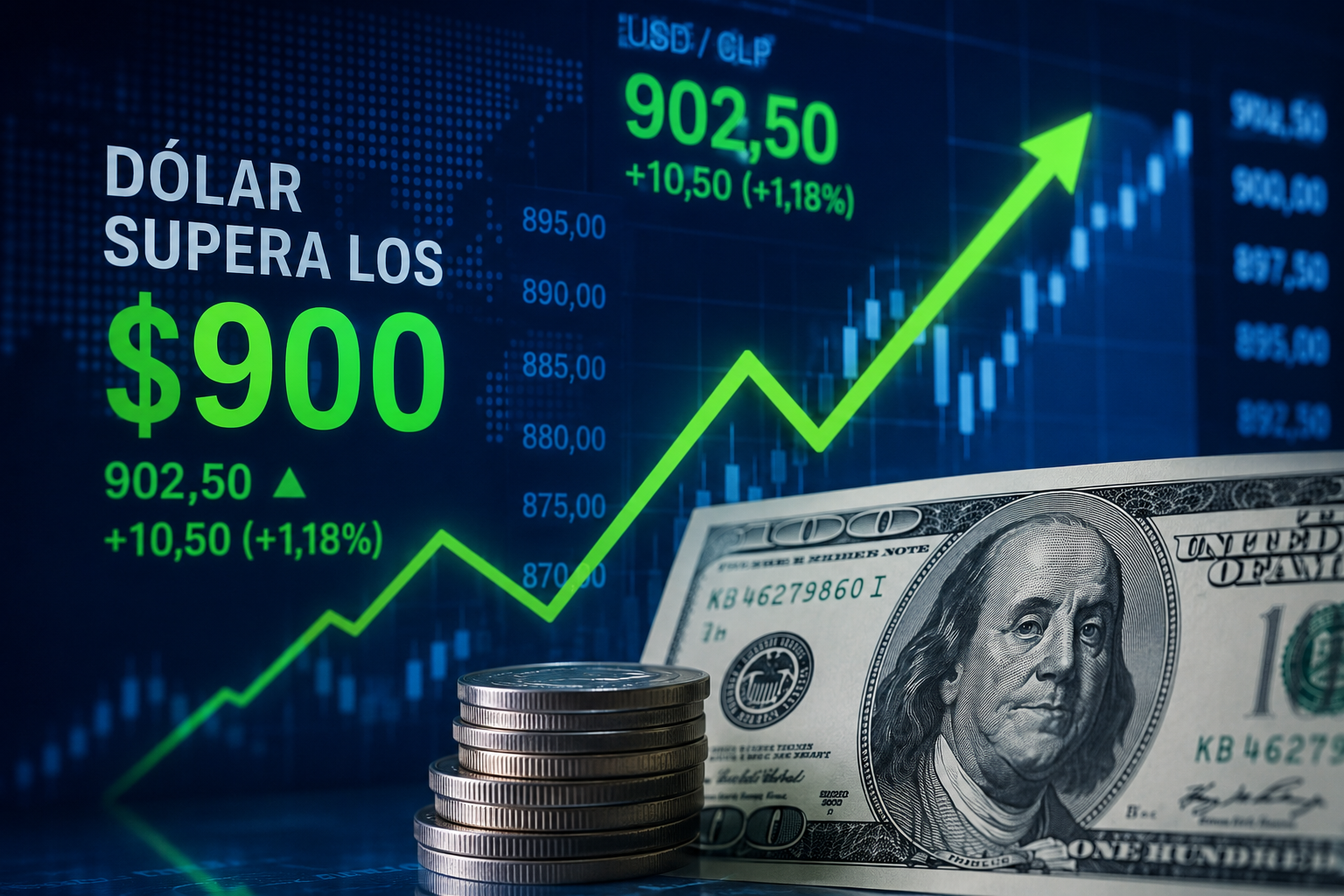 Dólar supera los $900 y apuestas contra el peso alcanzan récord